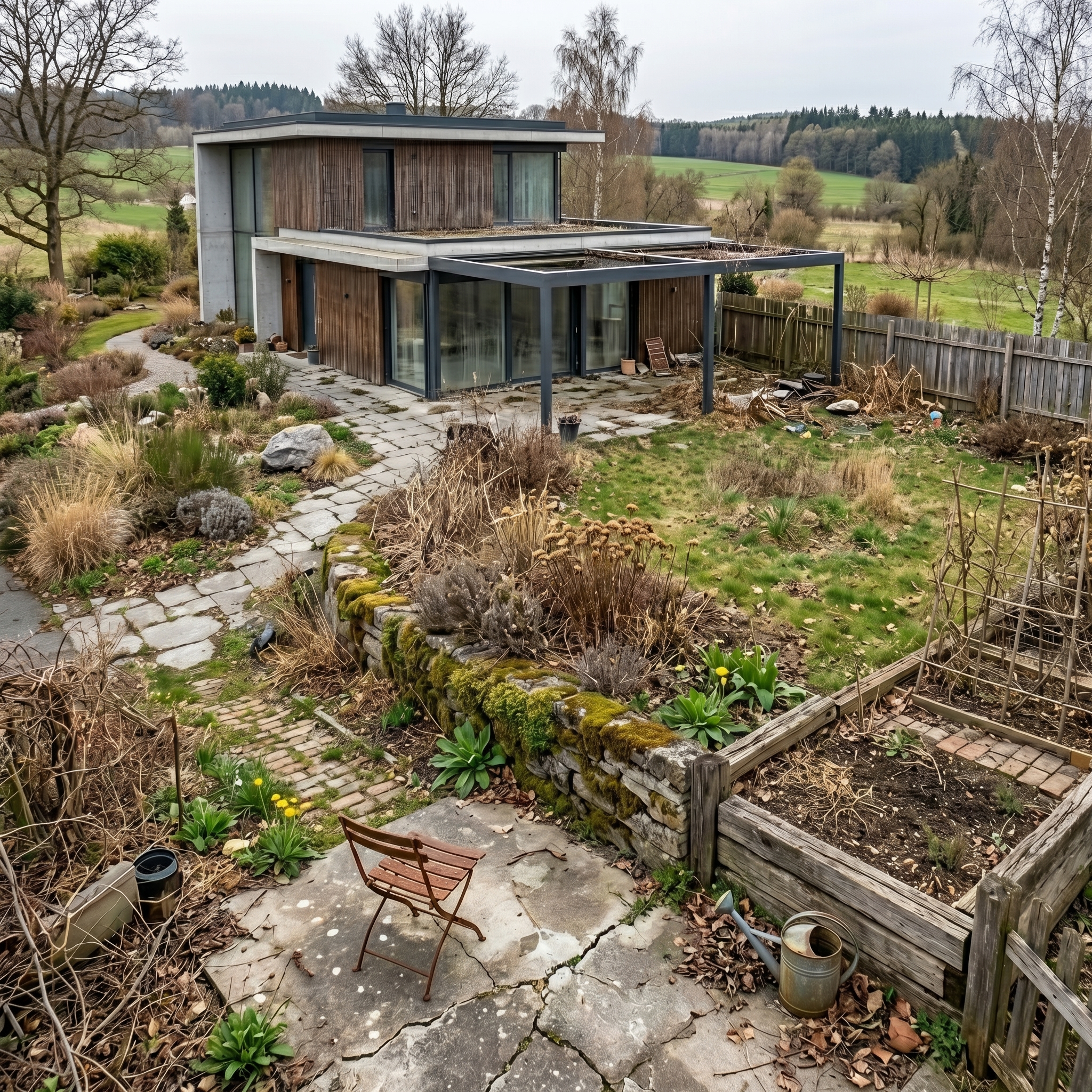 Moderner Traumgarten mit Designerhaus in Stuttgart mit exklusiver Gartengestaltung, hochwertiger Bepflanzung und premium Garten- und Landschaftsbau