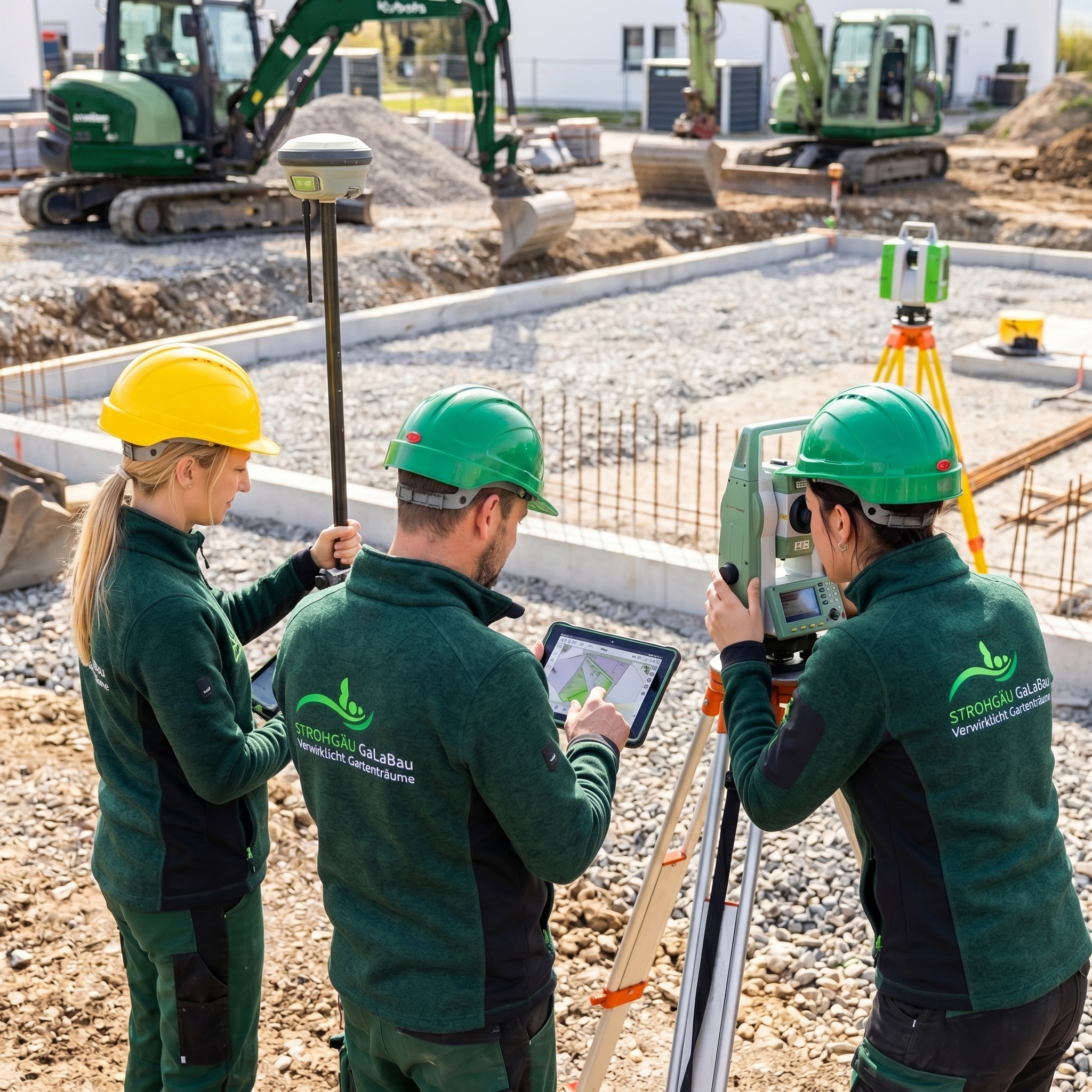 Mobile Baustellenplanung im Gartenbau in Stuttgart mit digitaler Projektplanung, moderner Bauleitung und professioneller Galabau-Organisation vor Ort