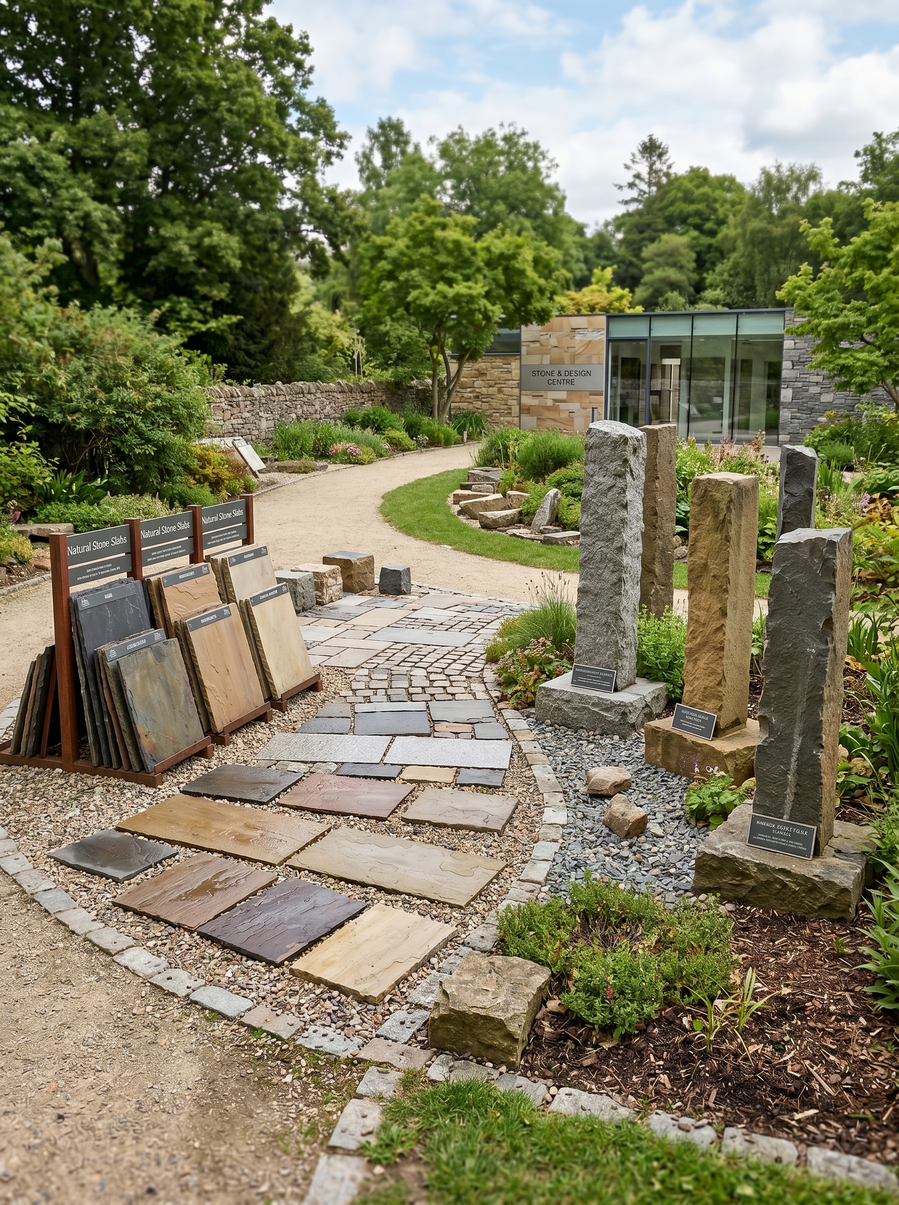 Moderne Steinausstellung in Stuttgart mit hochwertigen Natursteinen, Pflastersteinen und exklusiven Materialien für Garten- und Landschaftsbau