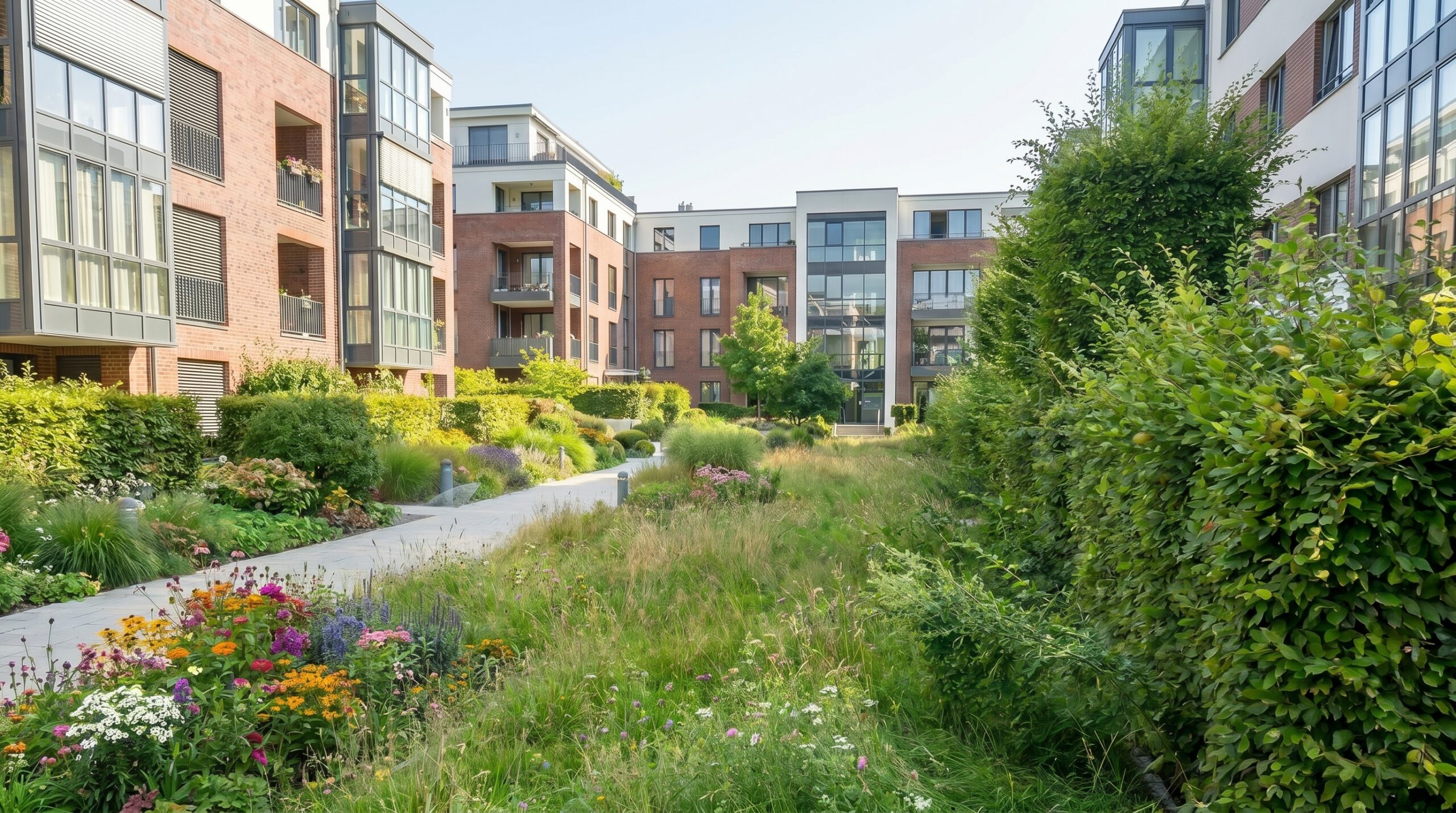 Ungepflegte Außenanlage in Stuttgart mit verwilderter Grünfläche und sanierungsbedürftigem Garten vor der professionellen Neugestaltung durch den Galabau-Profi